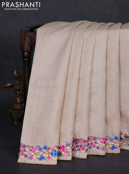 Cream Pure Tussar Silk - Embroidery