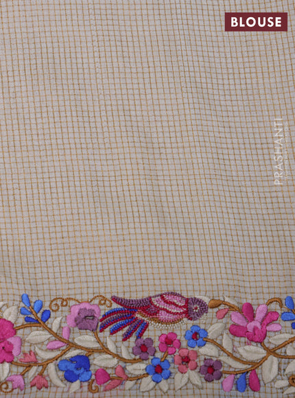 Cream Pure Tussar Silk - Embroidery