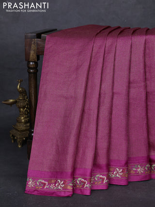 Magenta Pink Pure Tussar Silk - Embroidery