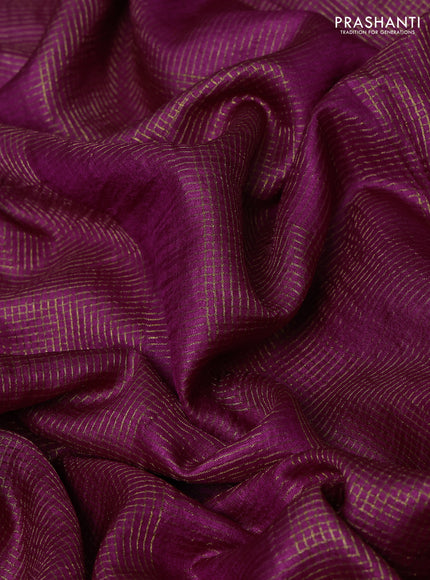 Magenta Pink Pure Tussar Silk - Embroidery