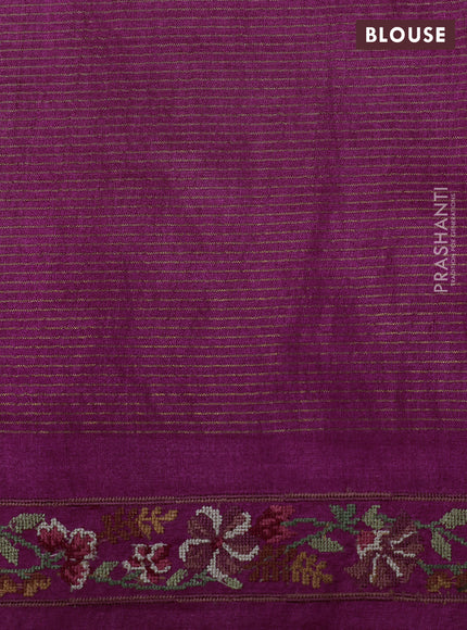 Magenta Pink Pure Tussar Silk - Embroidery