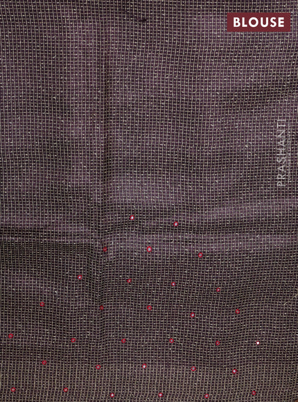 Wine Pure Tussar Silk - Embroidery