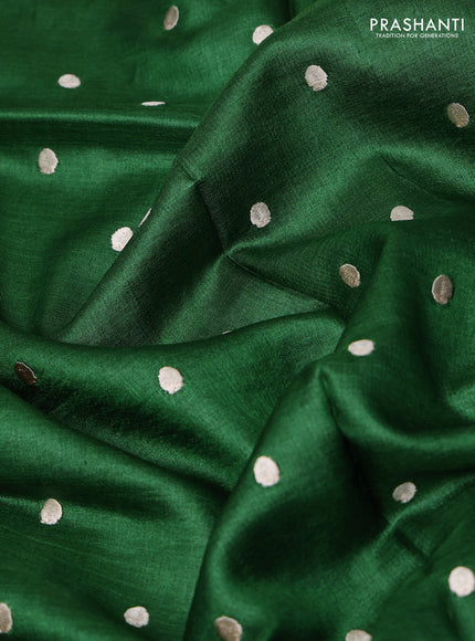 Green Pure Tussar Silk - Embroidery