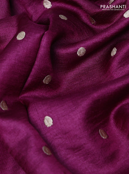 Purple Pure Tussar Silk - Embroidery