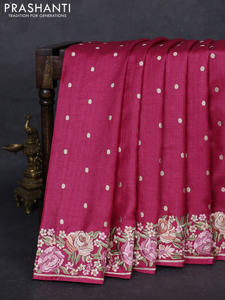 Pink Pure Tussar Silk - Embroidery