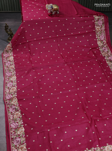 Pink Pure Tussar Silk - Embroidery