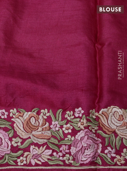 Pink Pure Tussar Silk - Embroidery