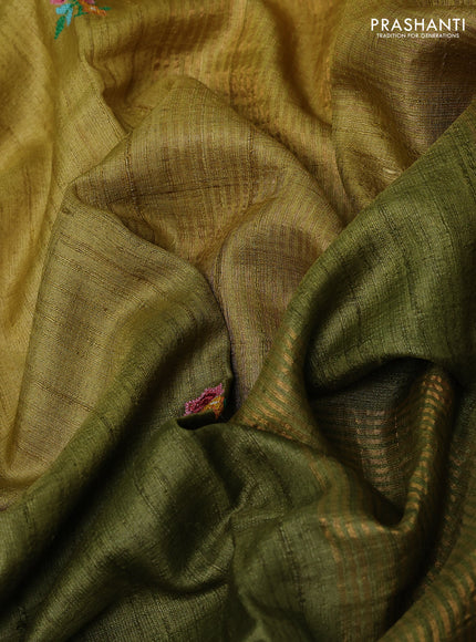 Green Ombre Pure Tussar Silk - Embroidery