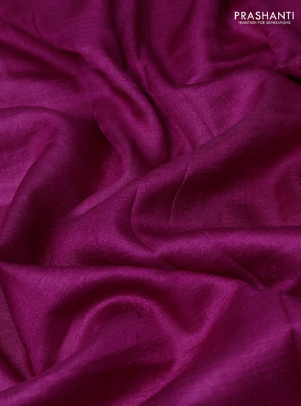 Magenta Pink Pure Tussar Silk - Embroidery