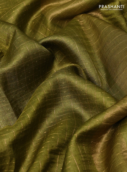 Mehendi Green Pure Tussar Silk - Embroidery