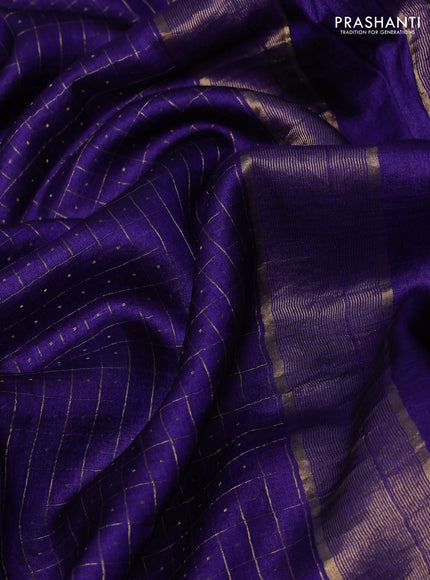 Violet Pure Tussar Silk - Embroidery