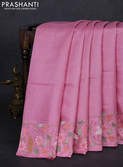 Light Pink Pure Tussar Silk - Embroidery