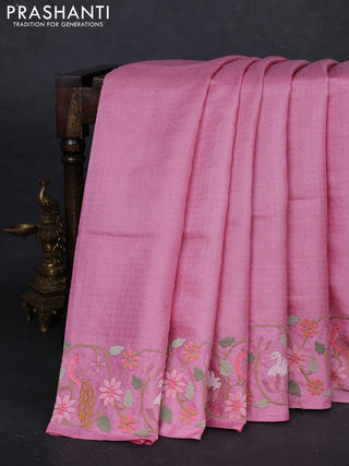 Light Pink Pure Tussar Silk - Embroidery