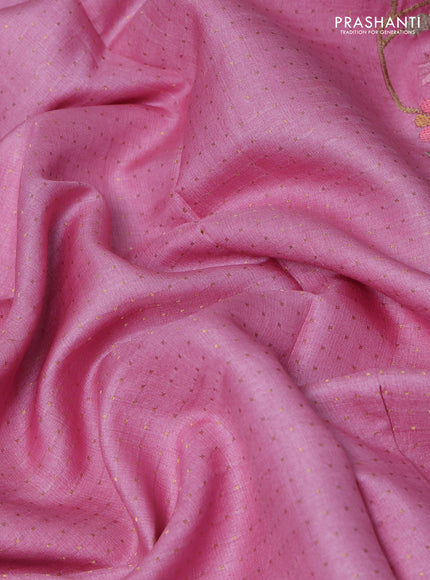 Light Pink Pure Tussar Silk - Embroidery