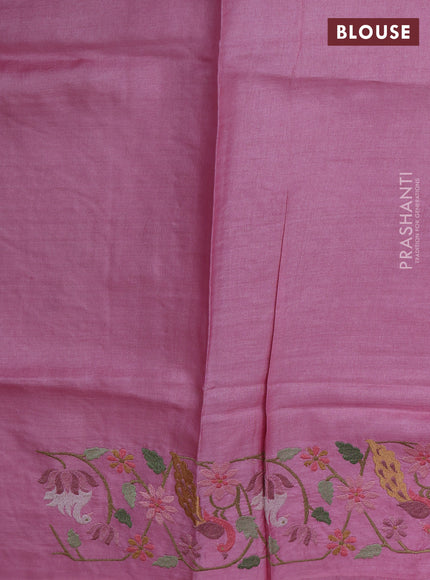 Light Pink Pure Tussar Silk - Embroidery