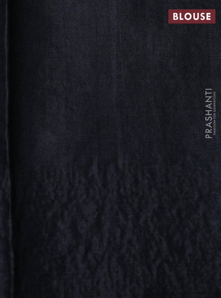 Black Pure Tussar Silk - Embroidery