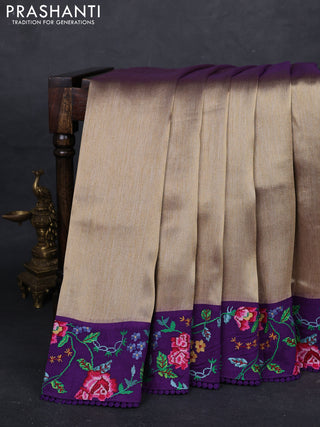 Gold & Violet Tissue Silk - Embroidery