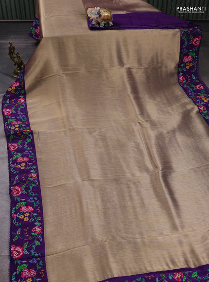 Gold & Violet Tissue Silk - Embroidery