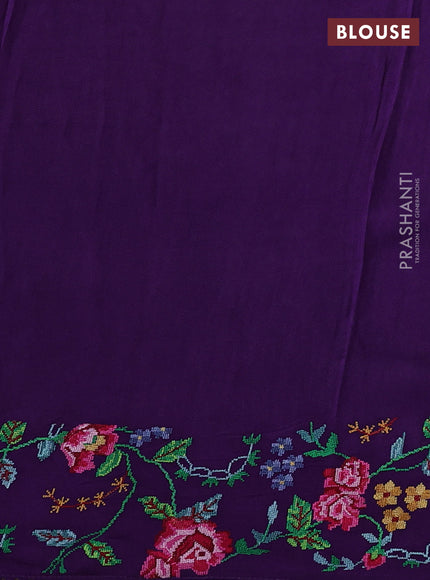 Gold & Violet Tissue Silk - Embroidery