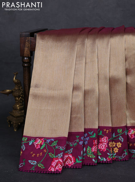Gold & Purple Tissue Silk - Embroidery