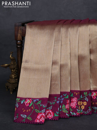Gold & Purple Tissue Silk - Embroidery