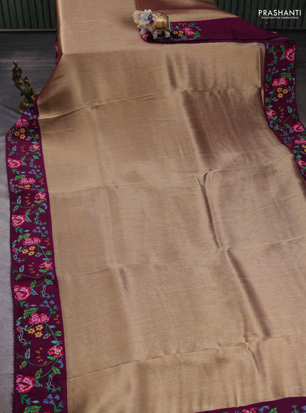 Gold & Purple Tissue Silk - Embroidery
