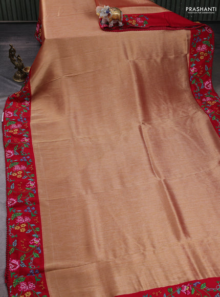 Gold & Red Tissue Silk - Embroidery