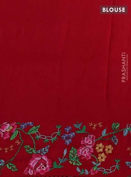 Gold & Red Tissue Silk - Embroidery