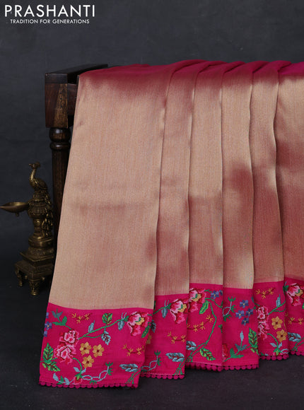 Gold & Pink Tissue Silk - Embroidery