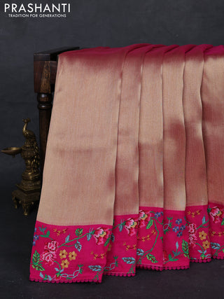 Gold & Pink Tissue Silk - Embroidery