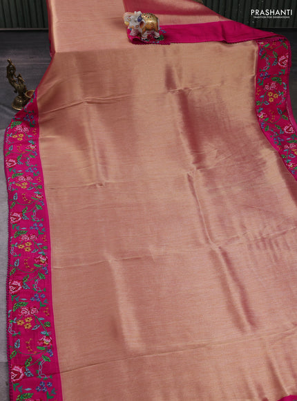Gold & Pink Tissue Silk - Embroidery