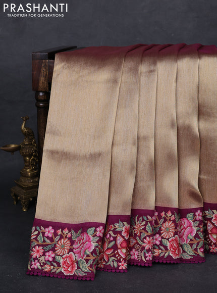 Gold & Purple Tissue Silk - Embroidery