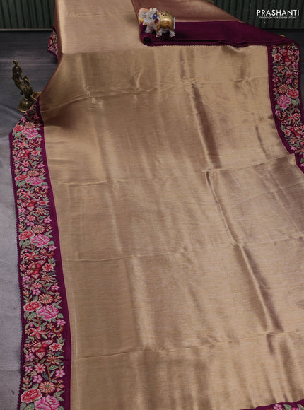 Gold & Purple Tissue Silk - Embroidery