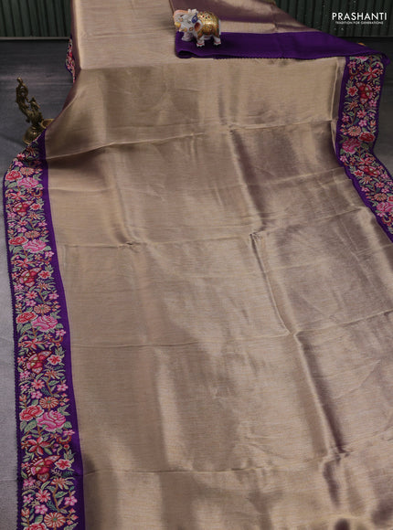 Gold & Violet Tissue Silk - Embroidery