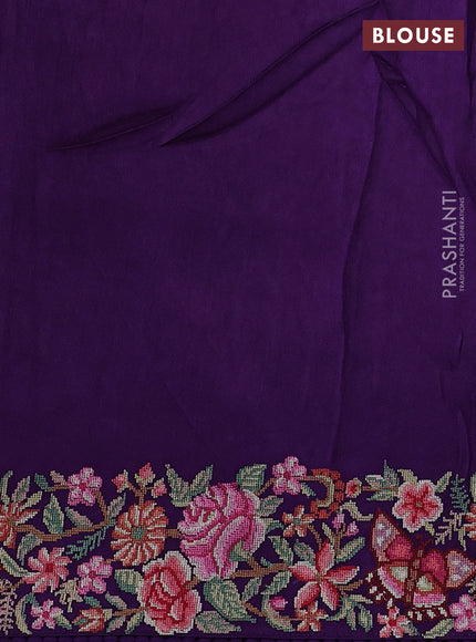 Gold & Violet Tissue Silk - Embroidery