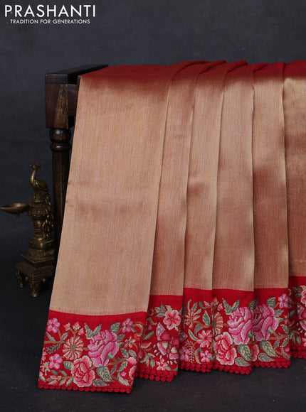 Gold & Red Tissue Silk - Embroidery