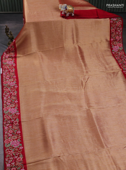 Gold & Red Tissue Silk - Embroidery
