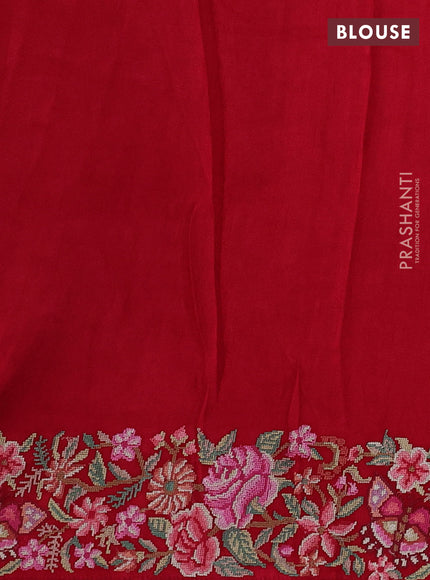 Gold & Red Tissue Silk - Embroidery