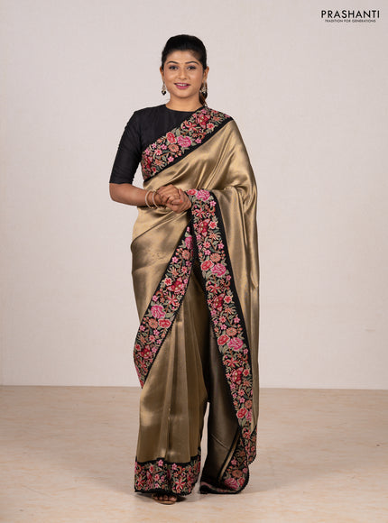 Gold & Black Tissue Silk - Embroidery