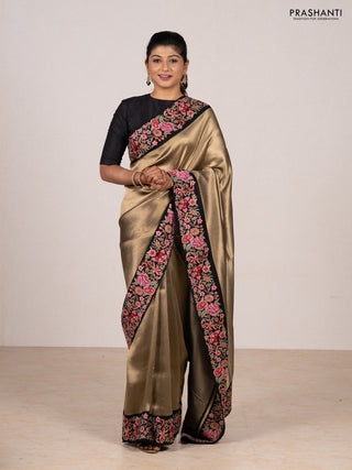 Gold & Black Tissue Silk - Embroidery