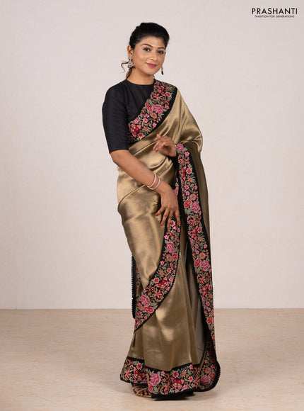 Gold & Black Tissue Silk - Embroidery