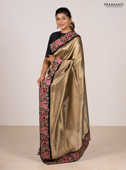 Gold & Black Tissue Silk - Embroidery