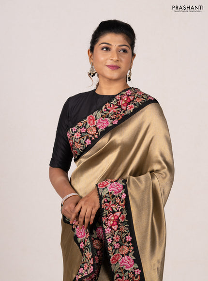 Gold & Black Tissue Silk - Embroidery
