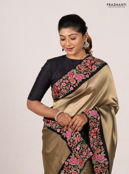 Gold & Black Tissue Silk - Embroidery