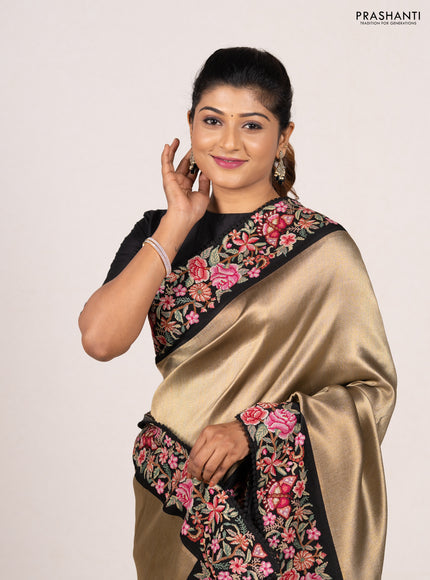 Gold & Black Tissue Silk - Embroidery
