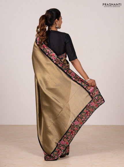 Gold & Black Tissue Silk - Embroidery