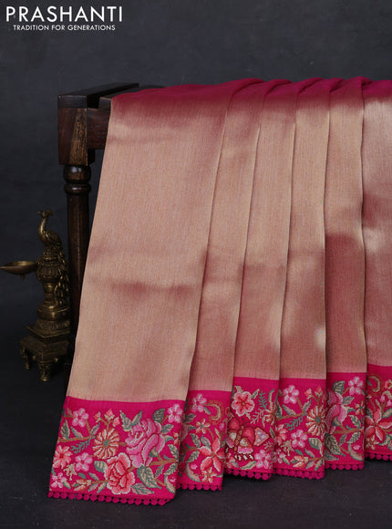 Gold & Pink Tissue Silk - Embroidery