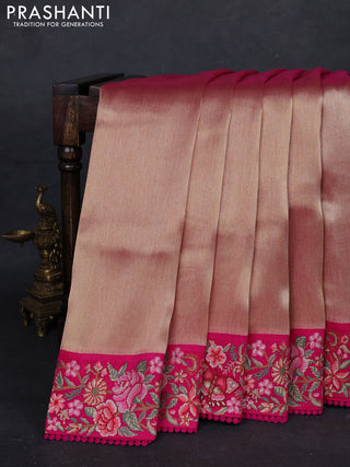 Gold & Pink Tissue Silk - Embroidery