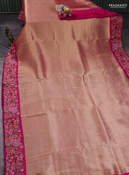 Gold & Pink Tissue Silk - Embroidery