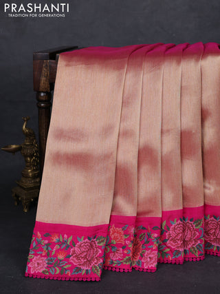 Gold & Pink Tissue Silk - Embroidery